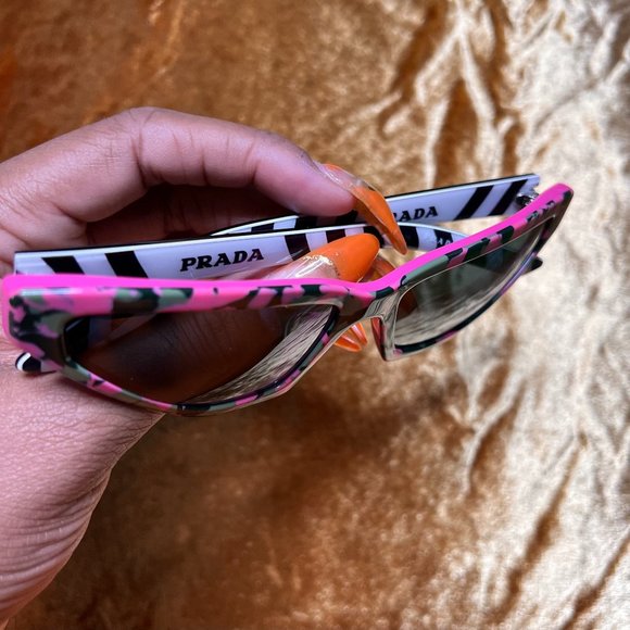 Authentic Prada Millennials Cat Eye Sunglasses Pink Camouflage - Like New